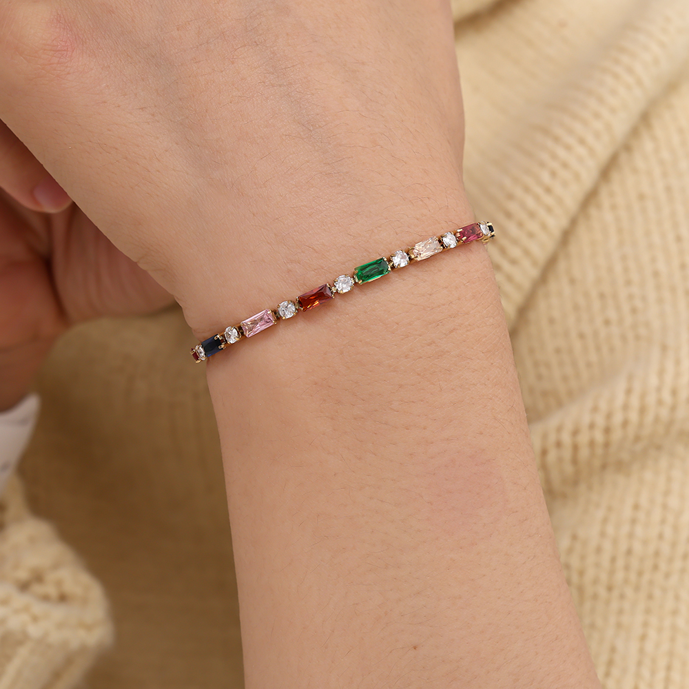 Edelstahl Armkette 15cm Multi Color Diamond