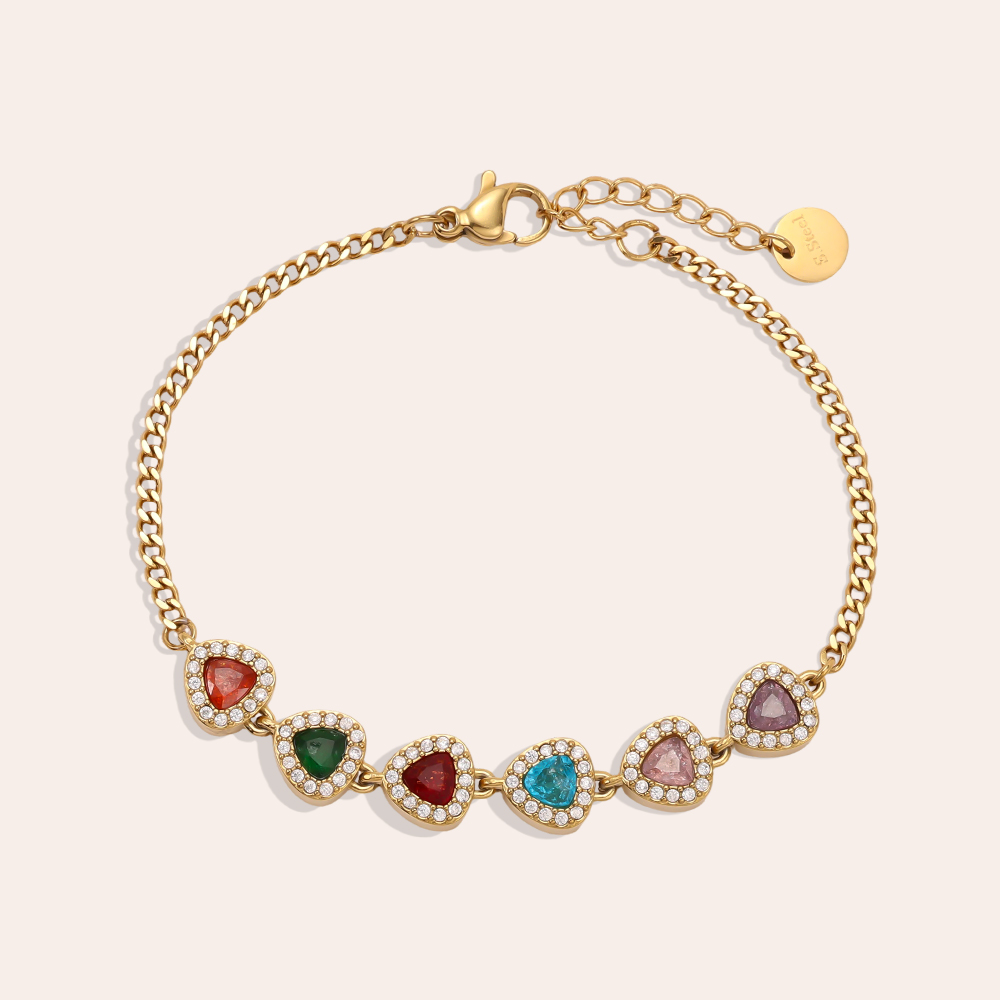Edelstahl Armband 17cm bunte funkelnde Zirkonia   