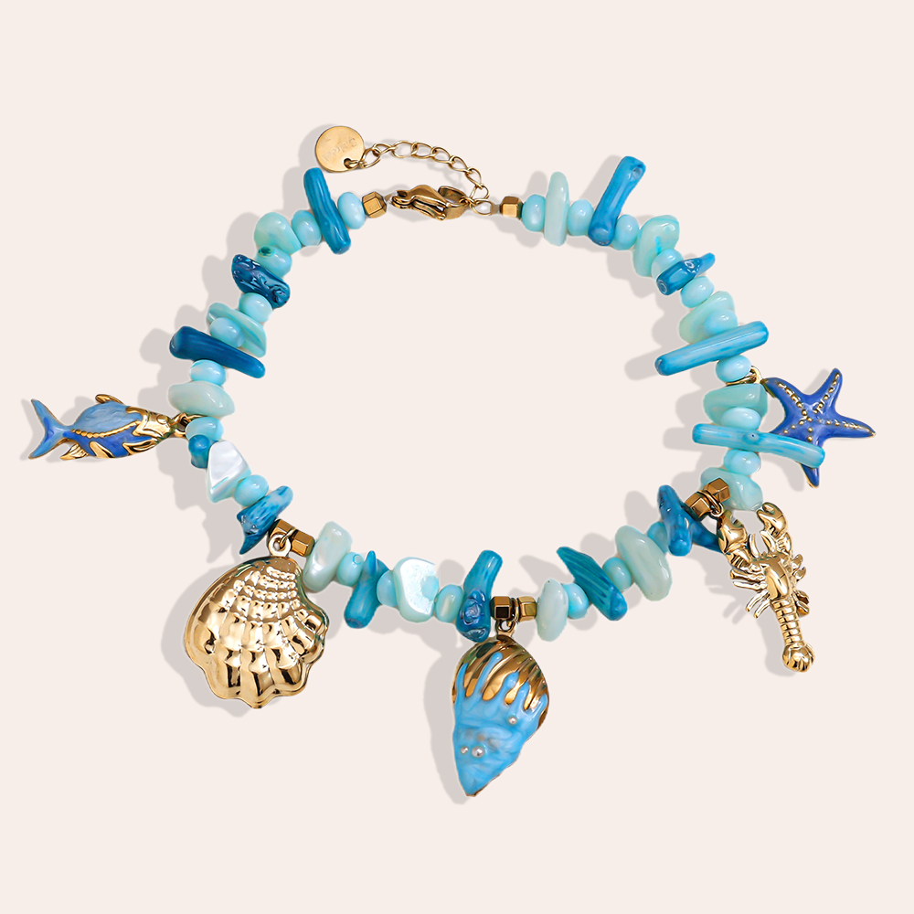 Edelstahl Armband 17cm blaues Meer