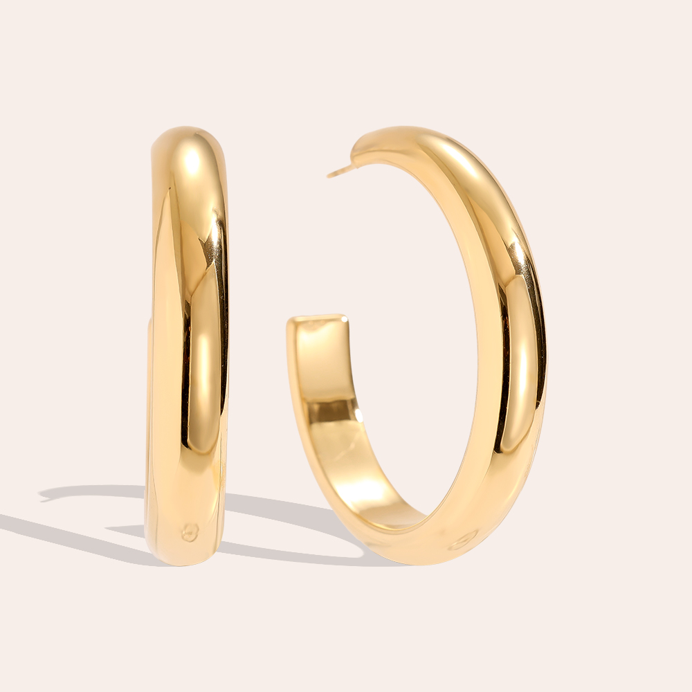 Edelstahl Ohrringe 4cm Casual Half Hoop