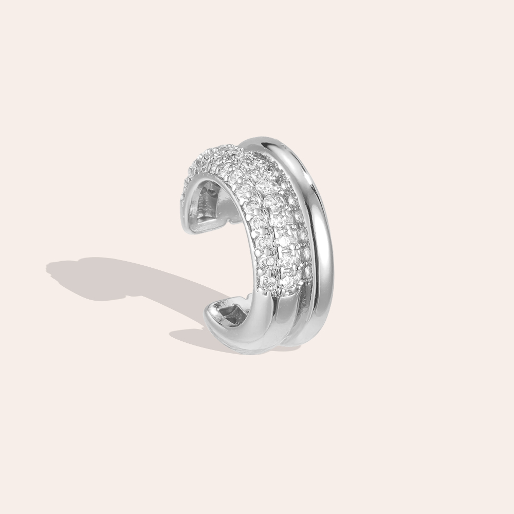 Vergoldete Ear-cuffs 15mm Halbkreis mit Zirkonia