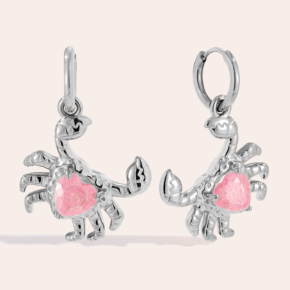 Edelstahl Ohrringe 3.3cm Crab And Diamond