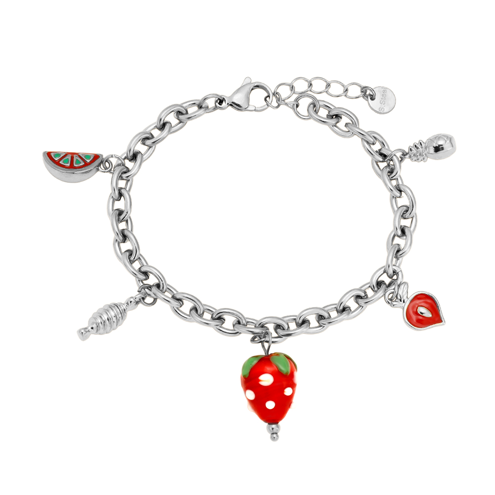 Edelstahl Armband 18cm Strawberry Heart