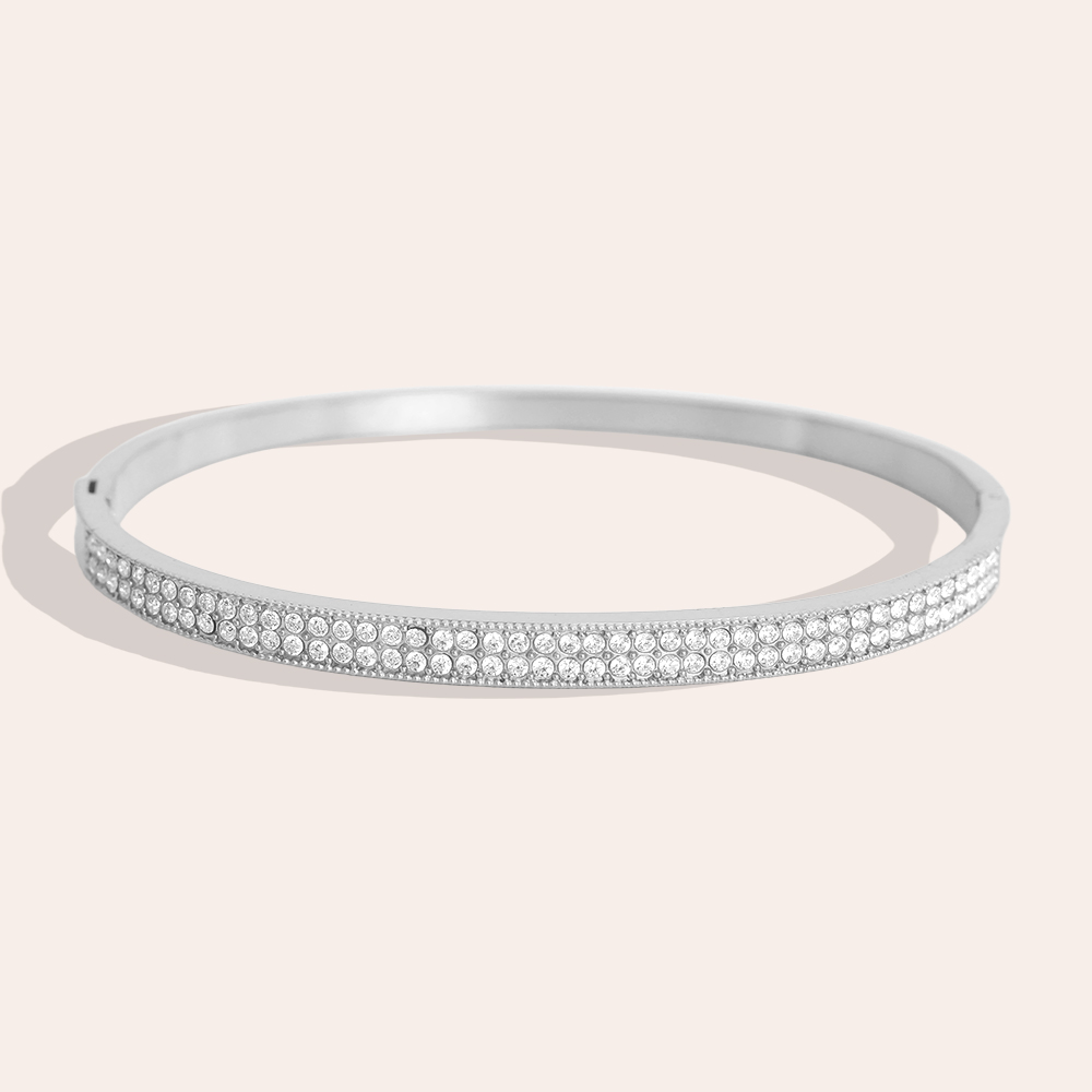 Edelstahl Armreif 6.5cm Feiner Zirkonia