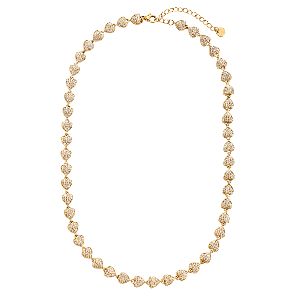 Edelstahl Halskette 43cm Diamond Hearts Chain