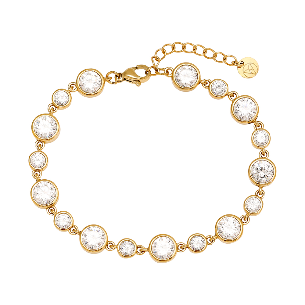 Edelstahl Armkette 16cm Fancy Round Diamond Chain