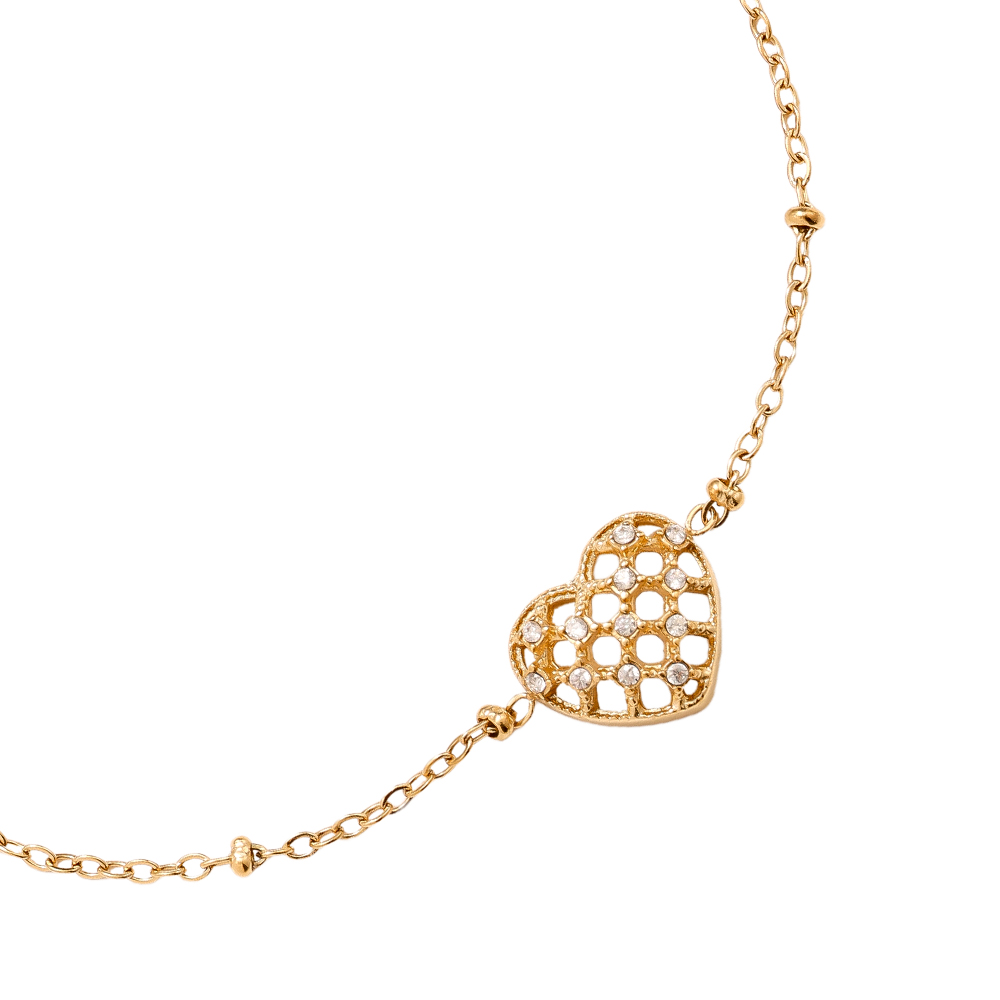Edelstahl Armkette 17cm Pretty Diamond Heart