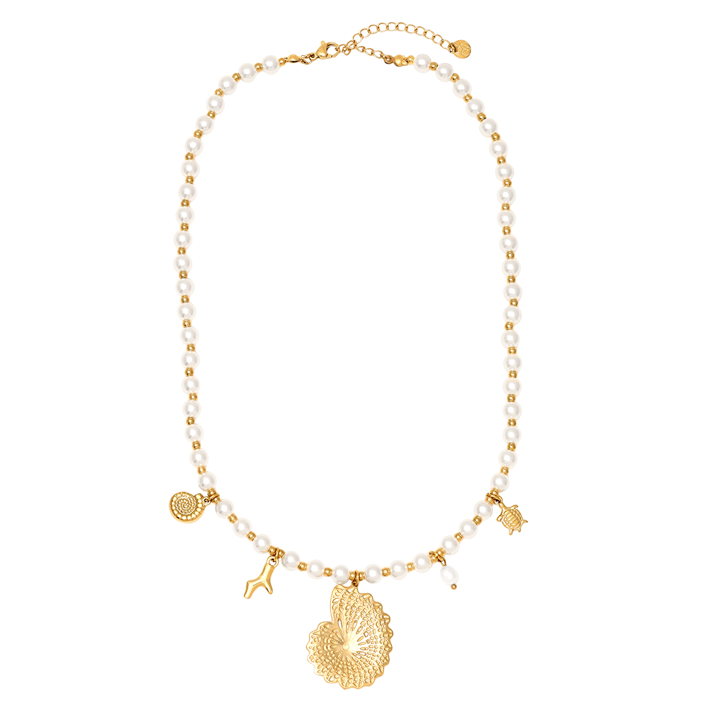 Edelstahl Halskette 42cm Ocean Love In Pearl Chain