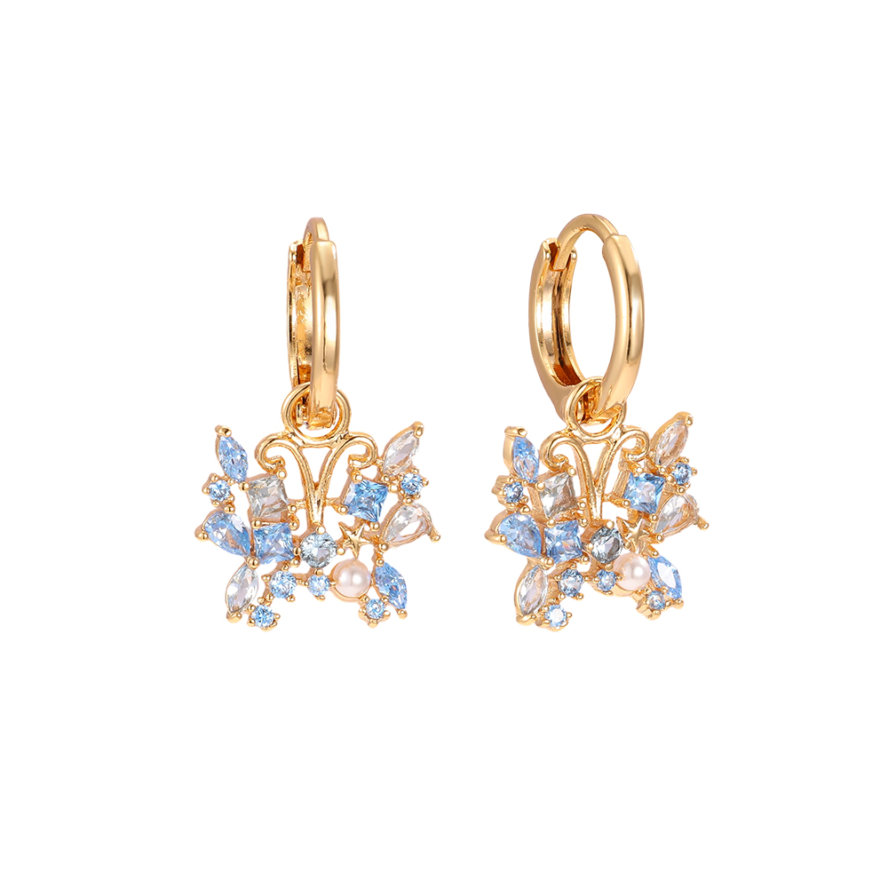 Vergoldete Ohrringe 23mm Zirkonia Schmetterling  