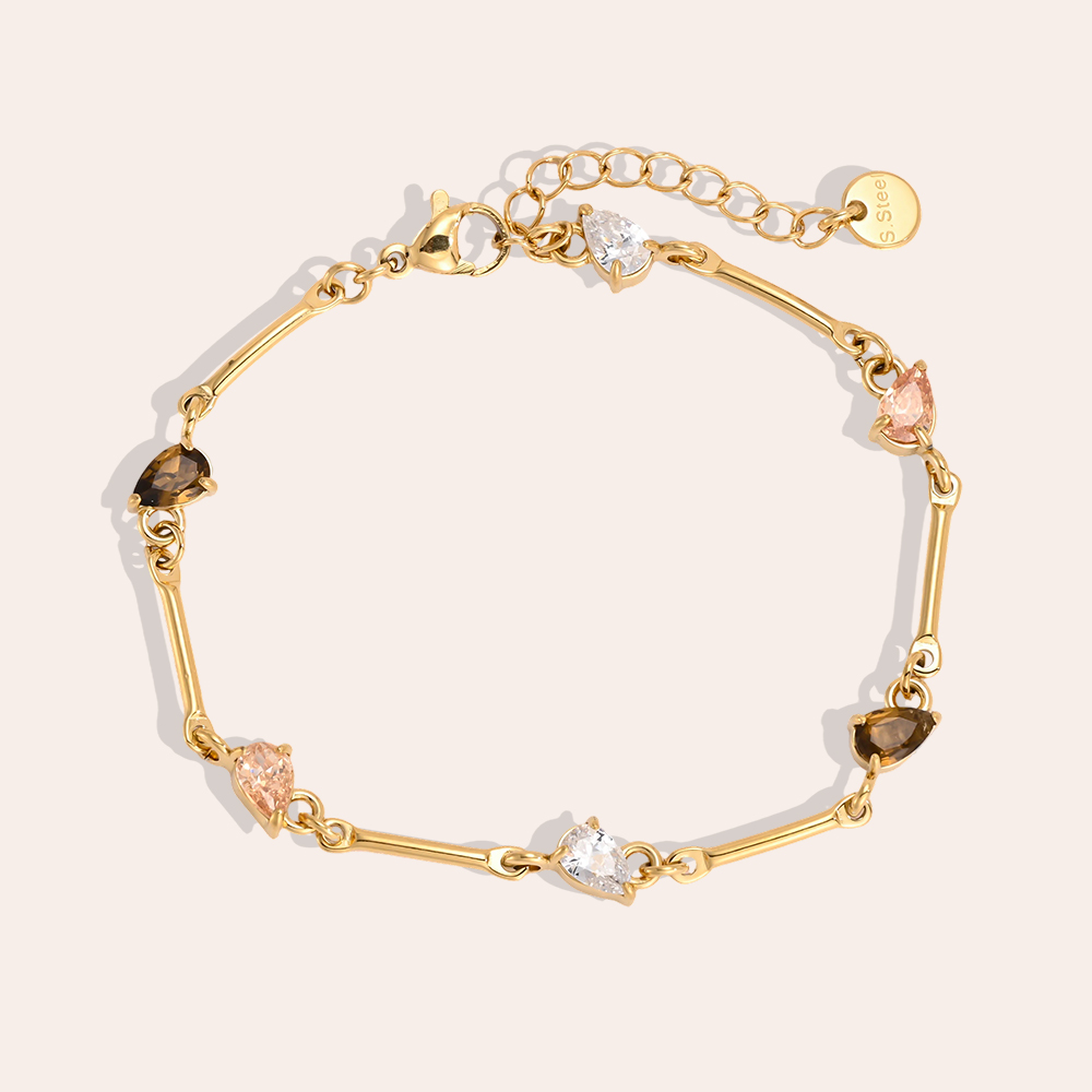 Edelstahl Armband 17cm einige Tropfen Zirkonia