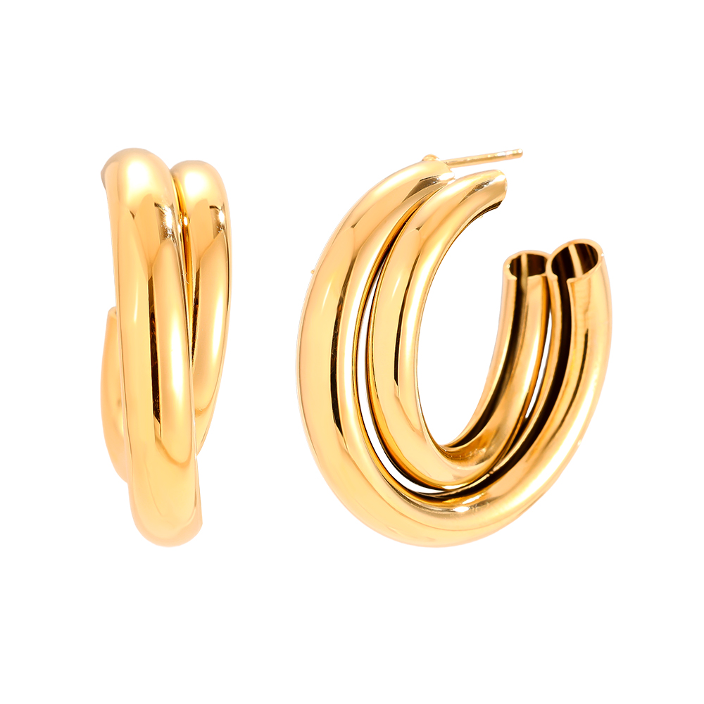 Edelstahl Ohrringe 28mm Two Hoop