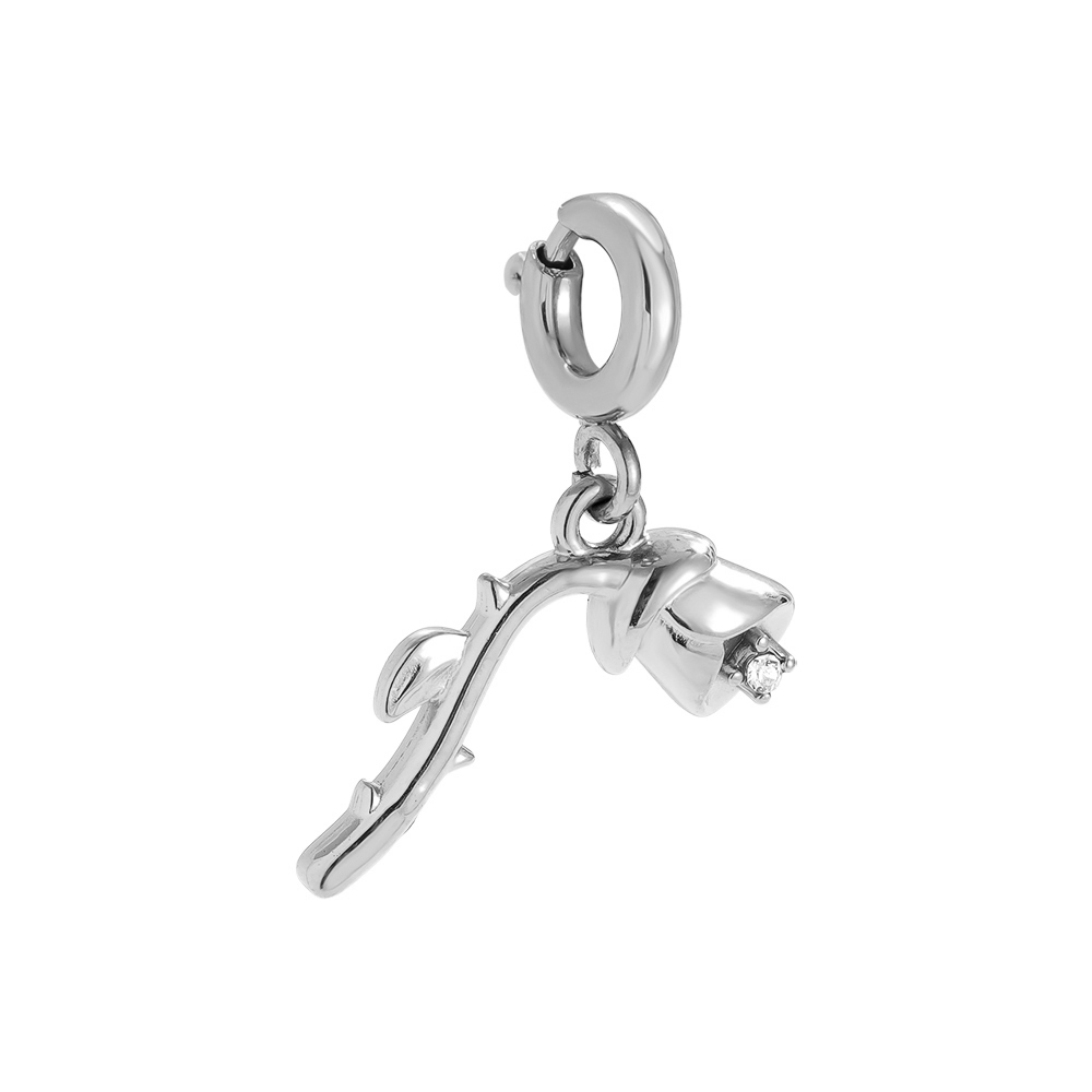 Edelstahl Pendant 15mm Spring Clasp Rose With Diamond