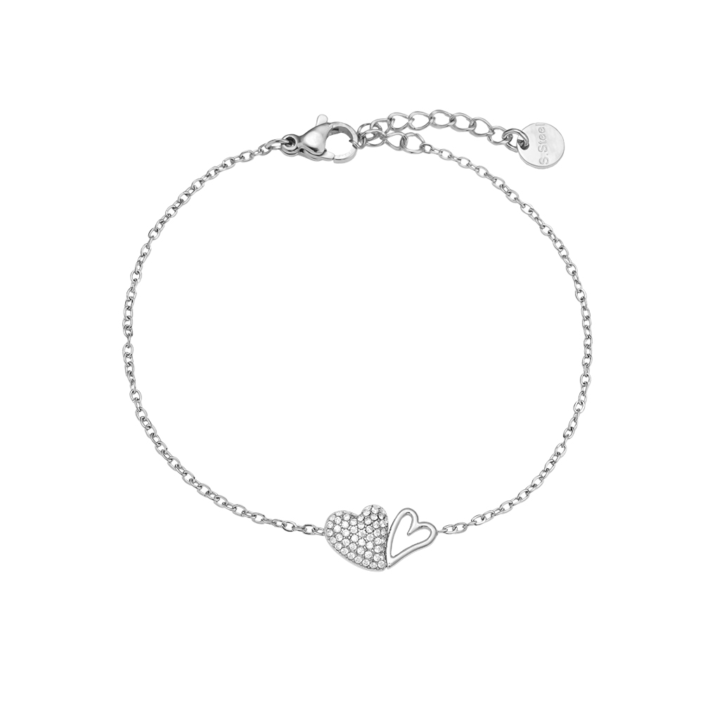 Edelstahl Armkette 17cm Two Cool Hearts