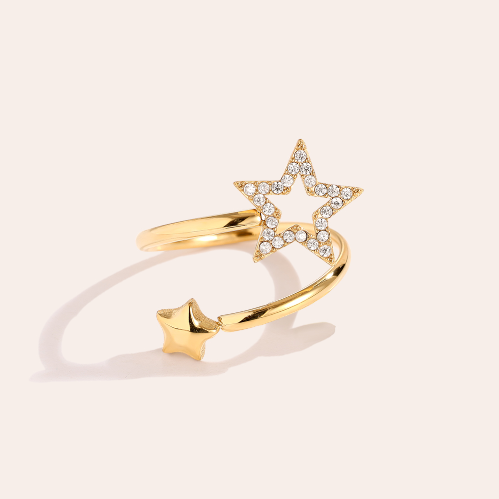 Edelstahl Ring Verstellbarer Sternchen Hug