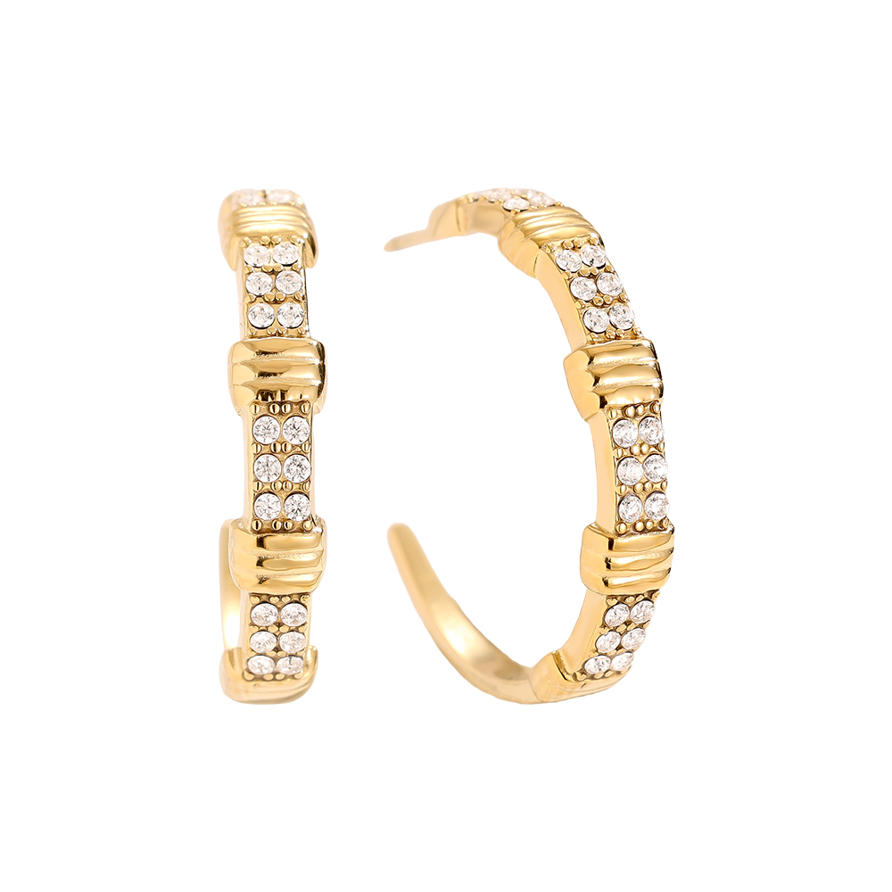 Edelstahl Ohrringe 2cm Little Brikes Diamond Half Hoop