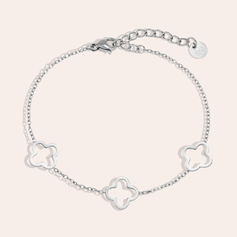 Edelstahl Armband 17cm schlichtes Kleeblatt
