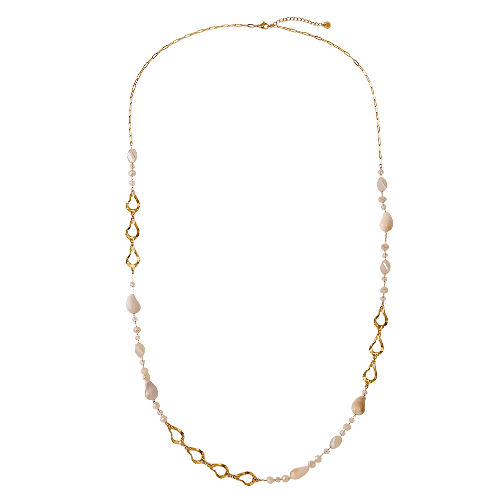 Edelstahl Halskette 97cm Harz Tropfen und goldener Tropfen