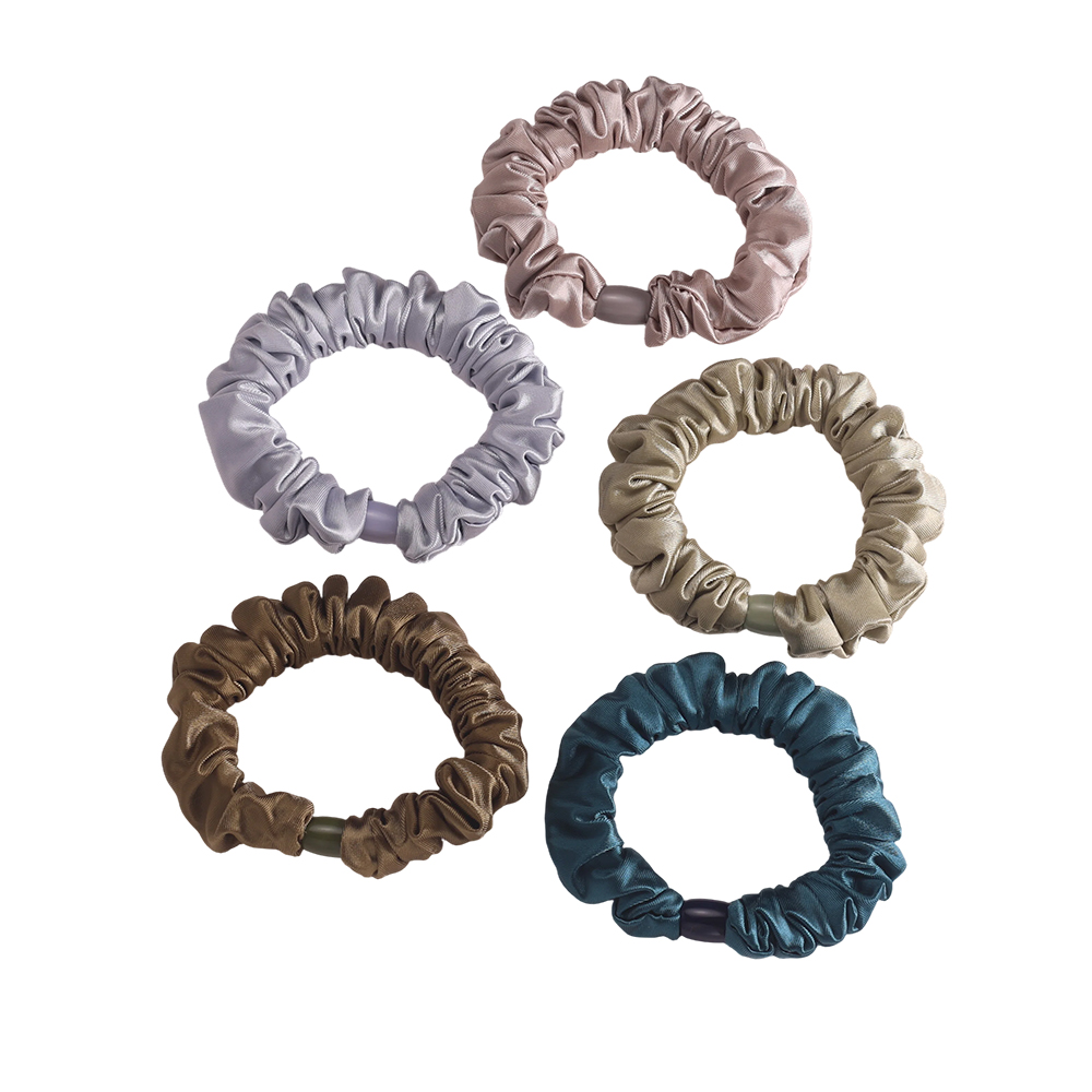 5 Stk. dunkle Farben Pastel Satin Scrunchie Set 