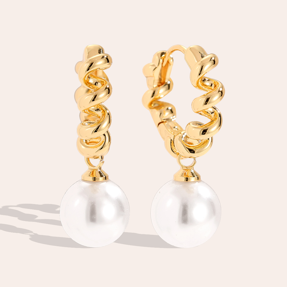 Vergoldete Ohrringe 2.9cm Nice Twist Hoop With Pearl