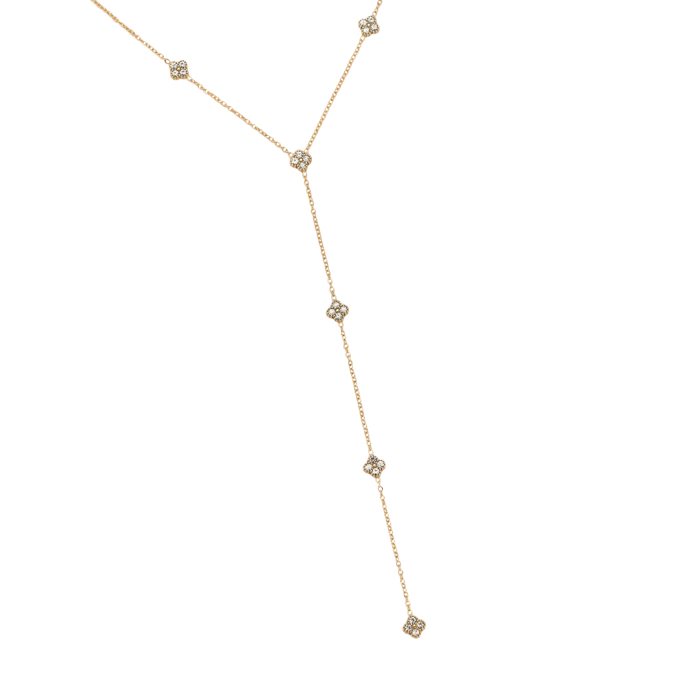 Edelstahl Halskette 42cm Feiner Zirkonia Kleeblatt