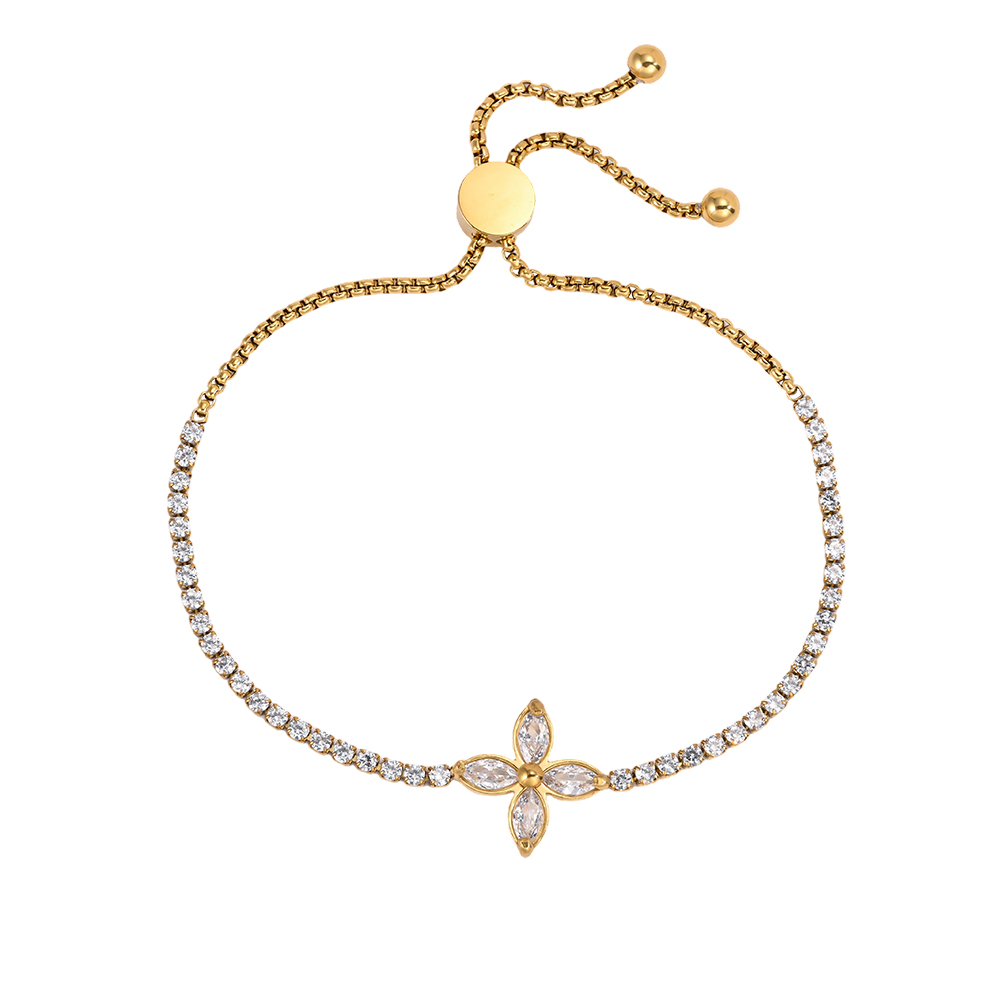 Edelstahl Armband Verstellbarer Glitzerndes Kleeblatt