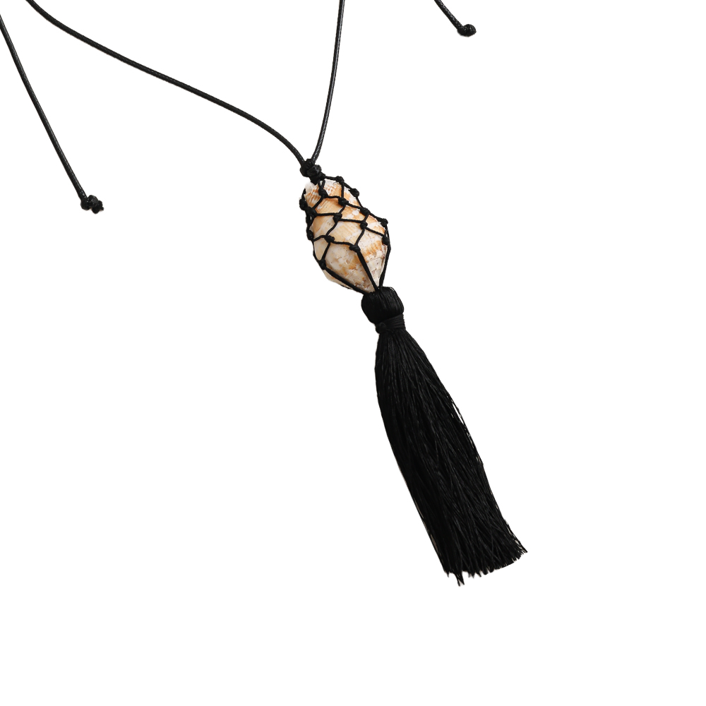 90cm Muscheln im Netz und Quasten Polyesterschnur Halskette