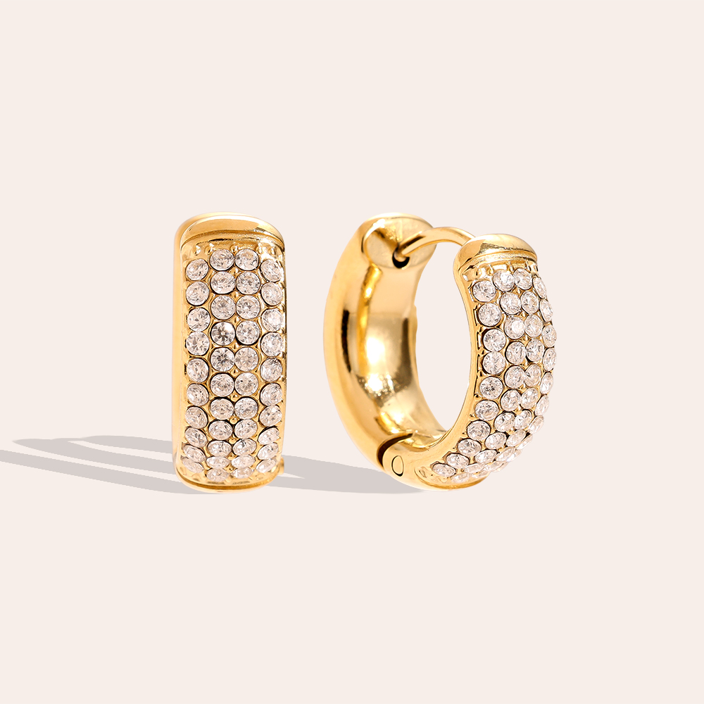 Edelstahl Ohrringe 1.0cm 4 Lines Diamond