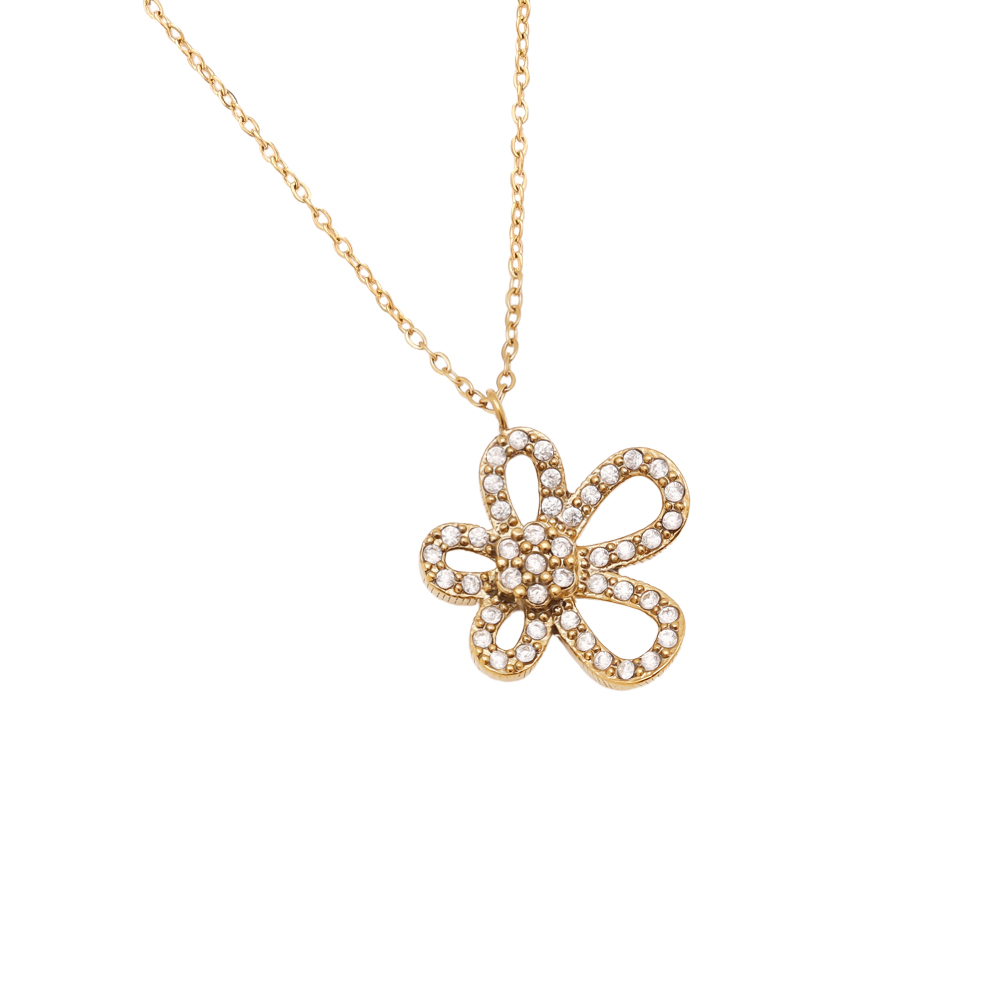 Edelstahl Halskette 40cm Cool Diamond Flower