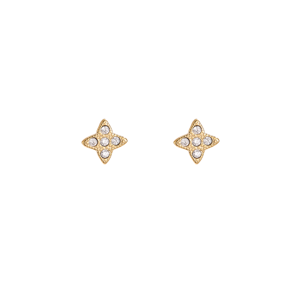 Edelstahl Ohrringe 5mm Feiner Zirkonia Kleeblatt
