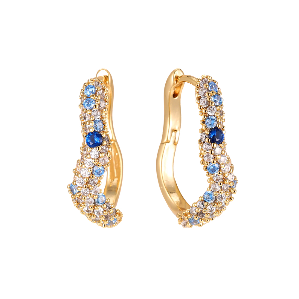 Vergoldete Ohrringe 20mm Zirkonia Soft Wave