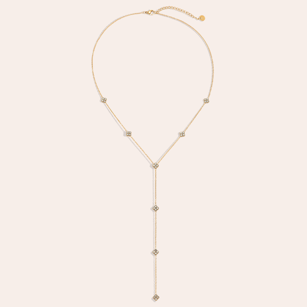 Edelstahl Halskette 42cm Feiner Zirkonia Kleeblatt