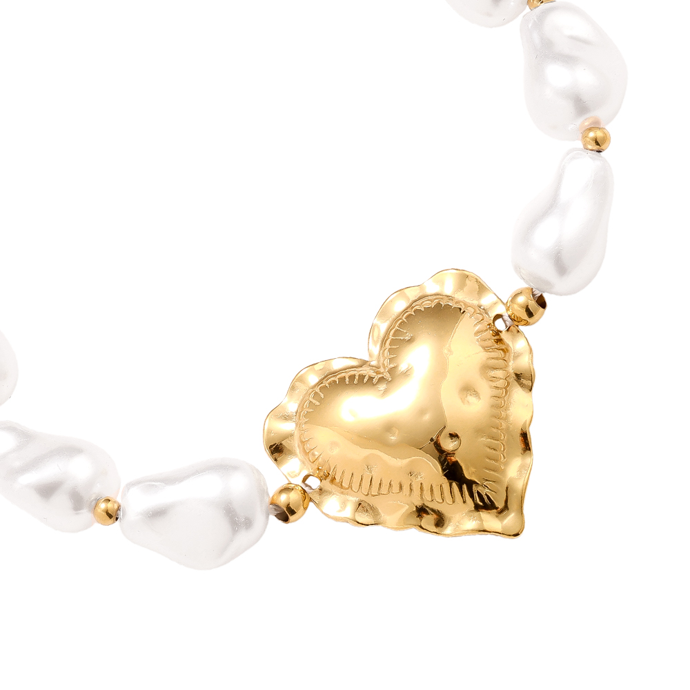 Edelstahl Armkette 18cm Great Heart In Pearl Chain