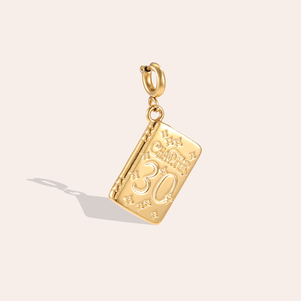 Edelstahl Pendant 16mm goldenes Buch mit Federverschluss    