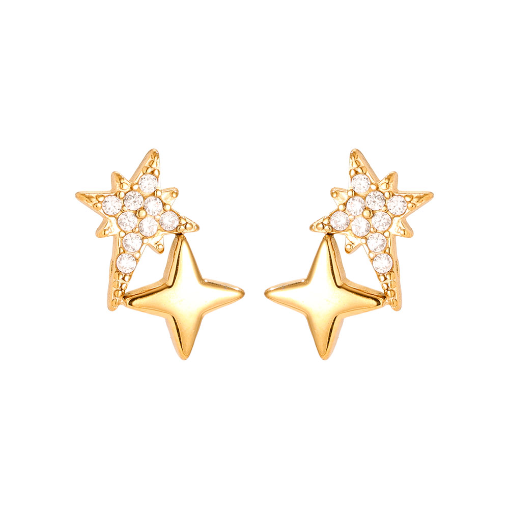 Edelstahl Ohrringe 10mm Sparkling Diamond Star