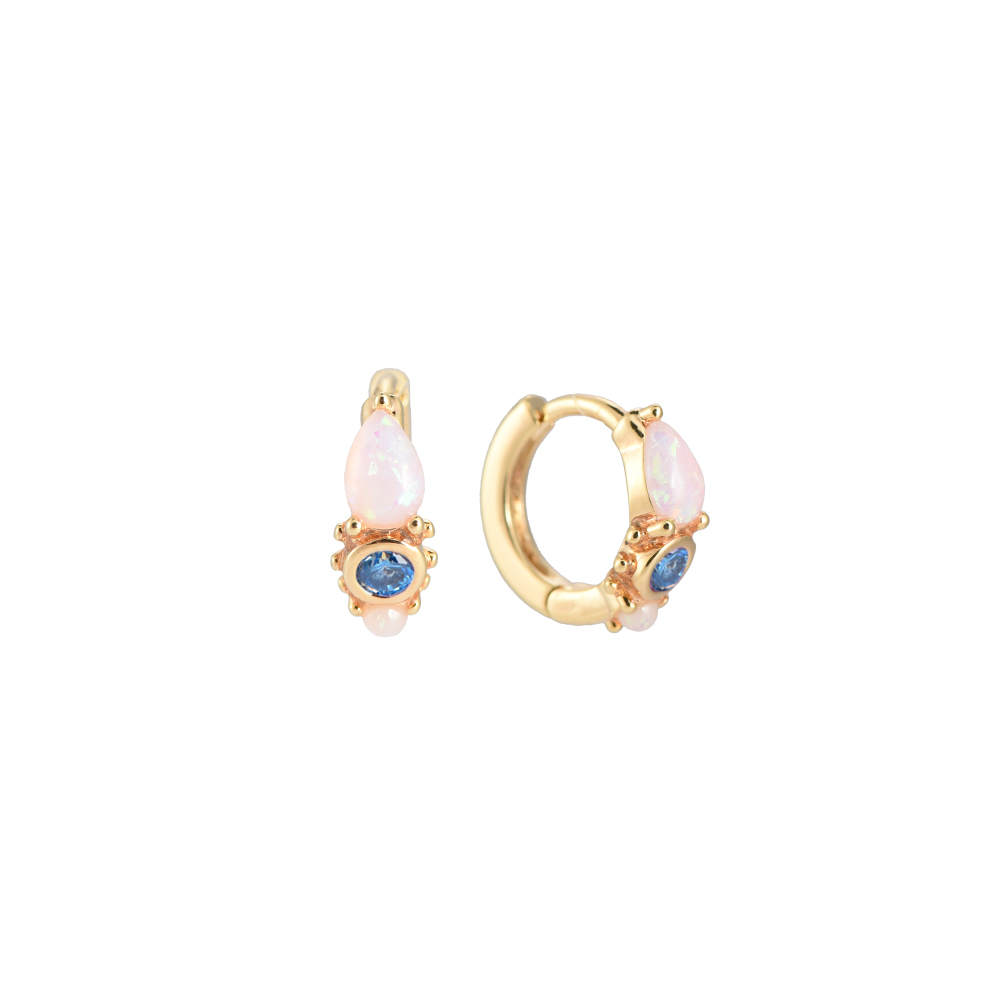 Vergoldete Ohrringe Opal Colorful Hoop