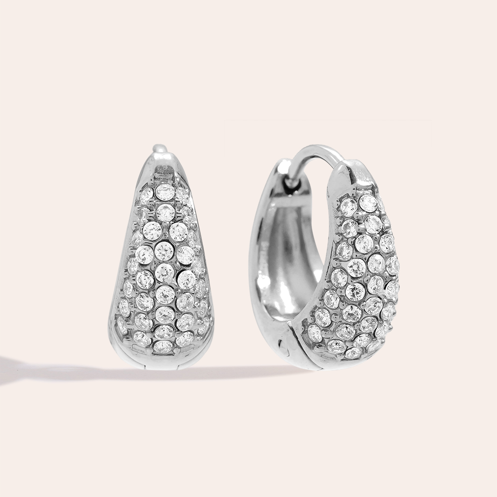 Edelstahl Ohrringe 8mm Diamond Drop Hoop