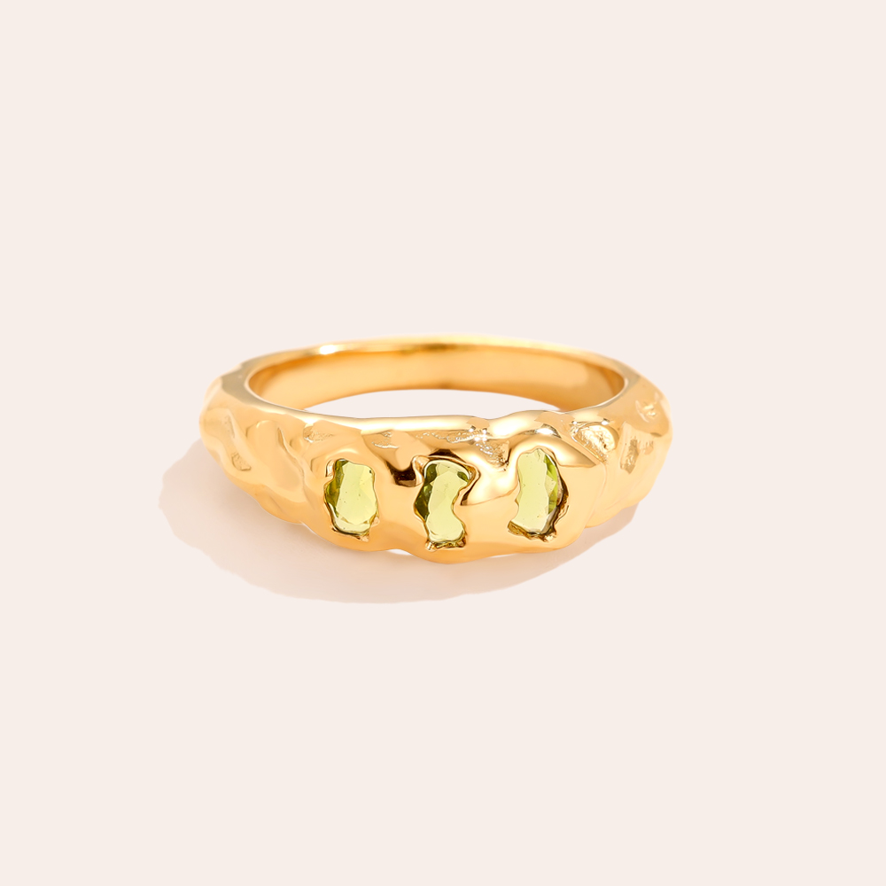 Edelstahl Ring Three Diamonds
