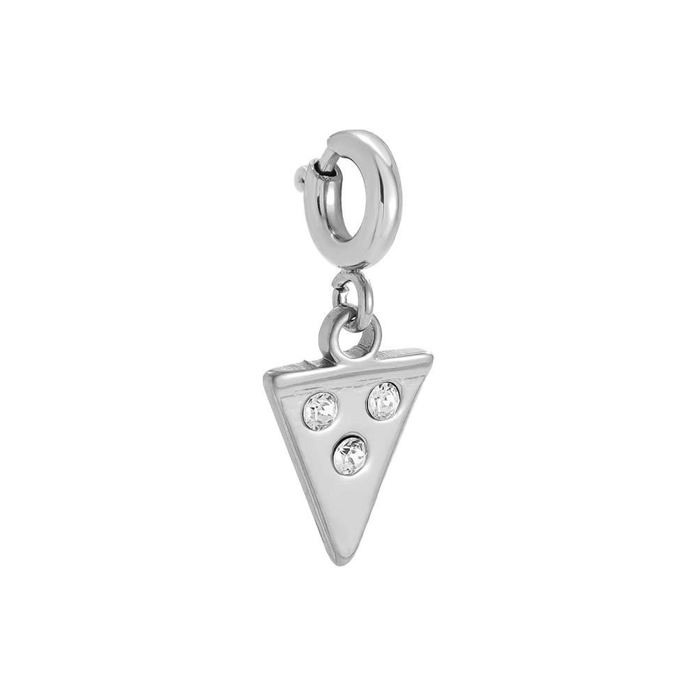Edelstahl Pendant 10mm Spring Clasp Diamond Pizza