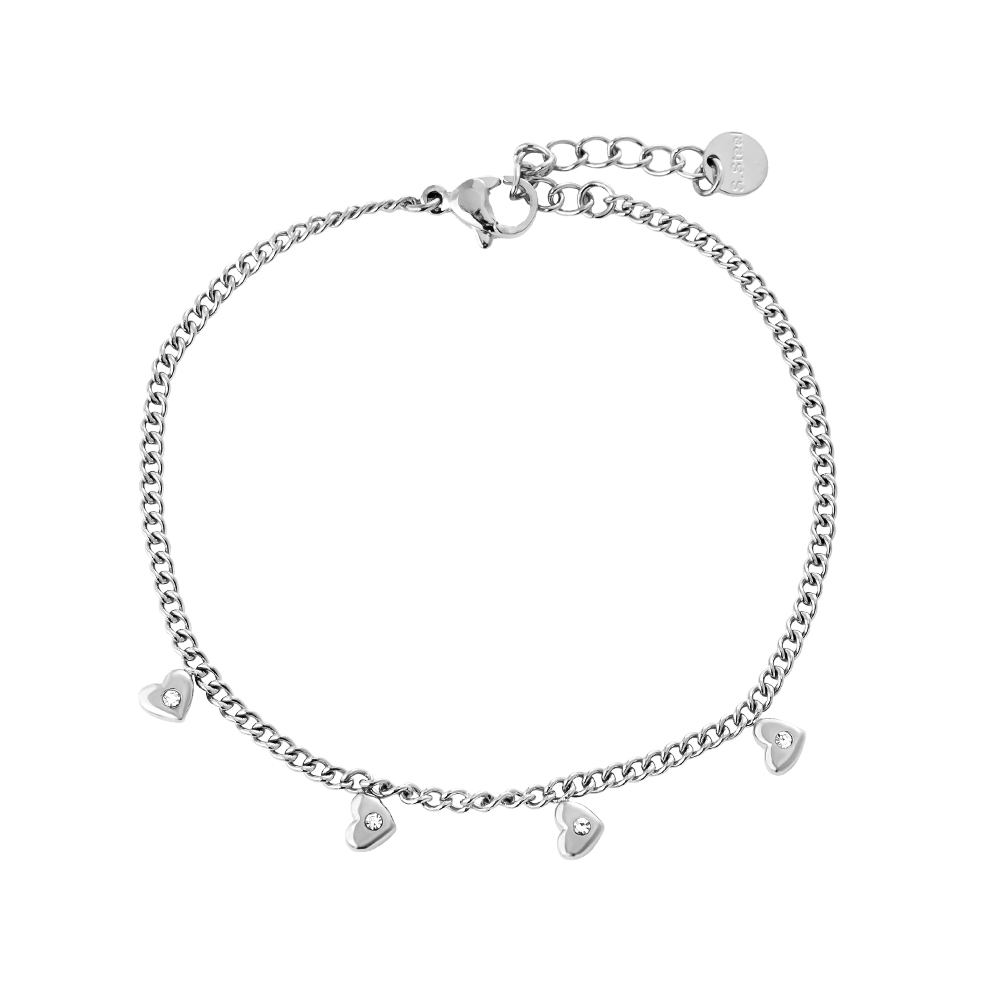 Edelstahl Armband 17cm Mini Hearts With Diamond