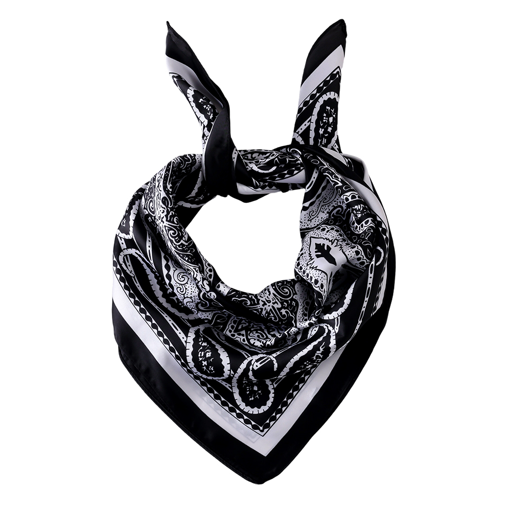 70*70cm Schwarz-Grauer Paisleymuster Schal