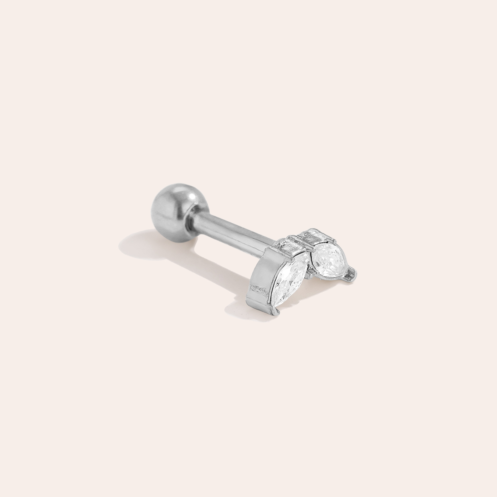 Edelstahl Piercing 6mm Mini Diamond Leaf