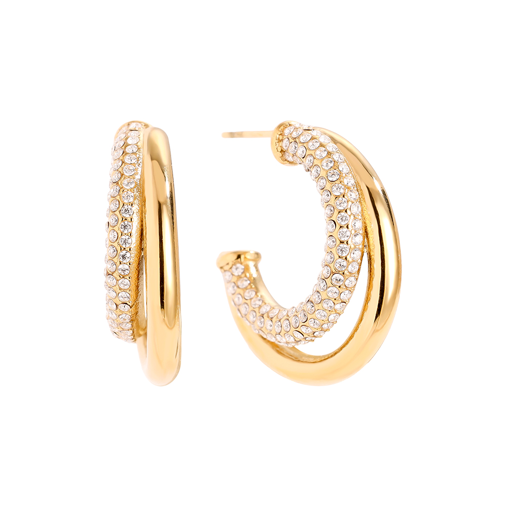 Edelstahl Ohrringe 35mm Fine Diamond Hoop