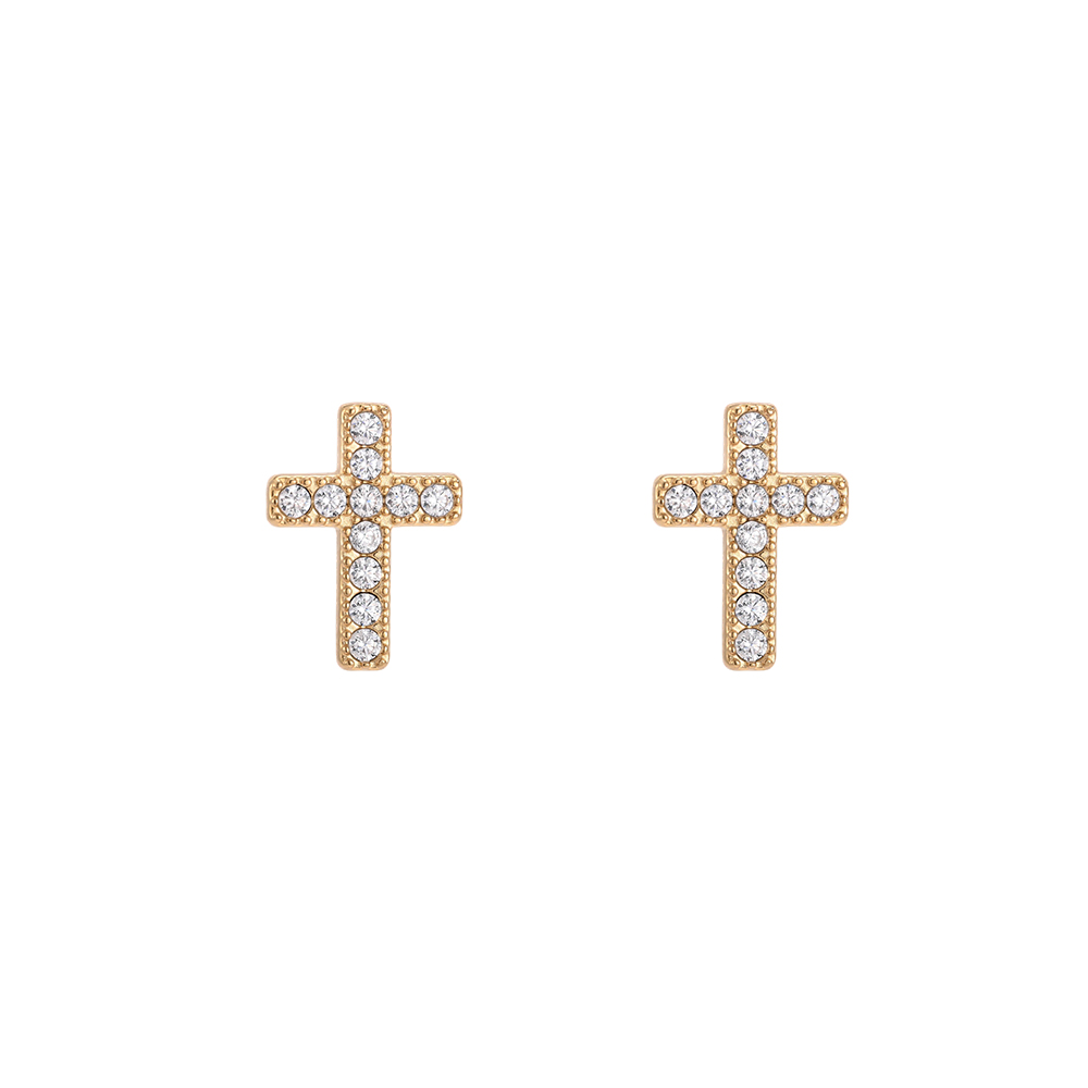 Edelstahl Ohrringe 12mm Zirkonia Kreuz