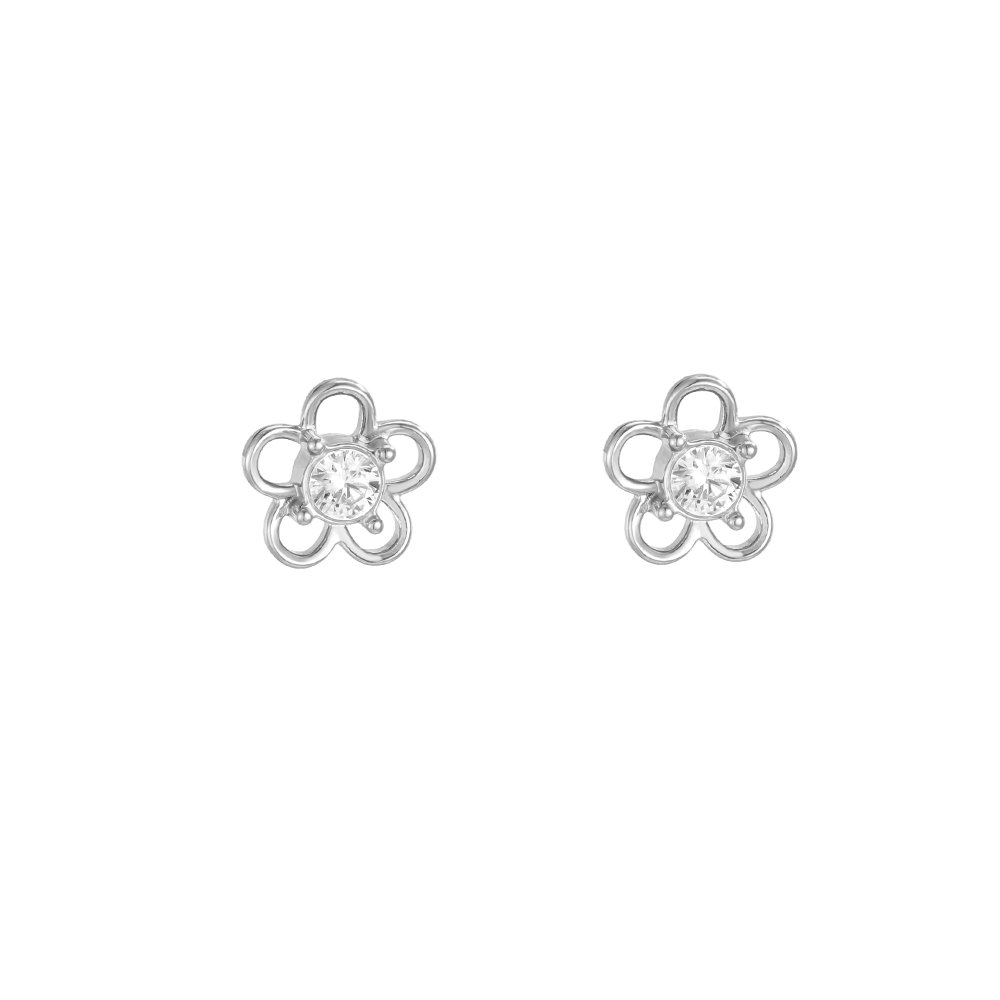 Edelstahl Ohrringe 7mm einfache kleine Zirkonia Blume