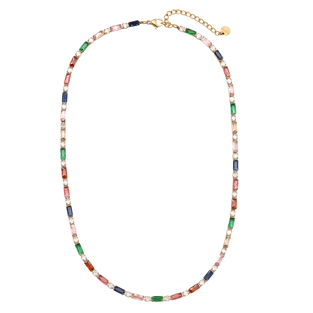 Edelstahl Halskette 40cm Multi Color Diamond