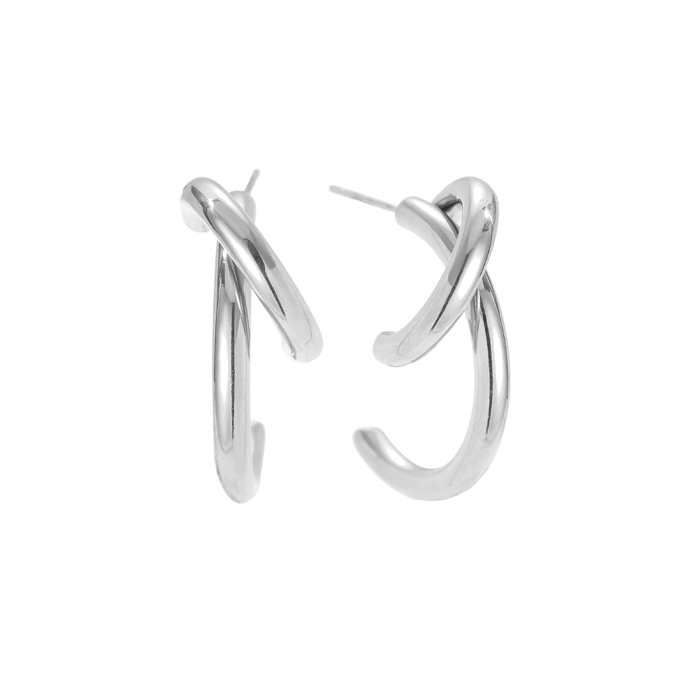 Edelstahl Ohrringe 3cm Free Line Half Hoop