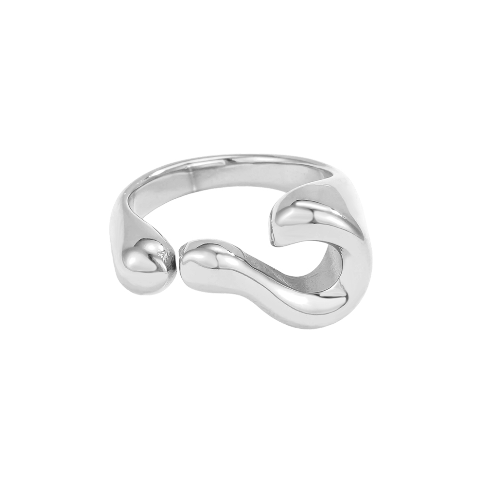 Edelstahl Ring Verstellbar geschwungene Form