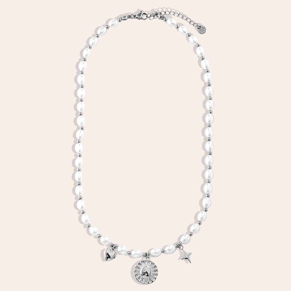 Edelstahl Halskette 40cm Pearl Chain With Charms