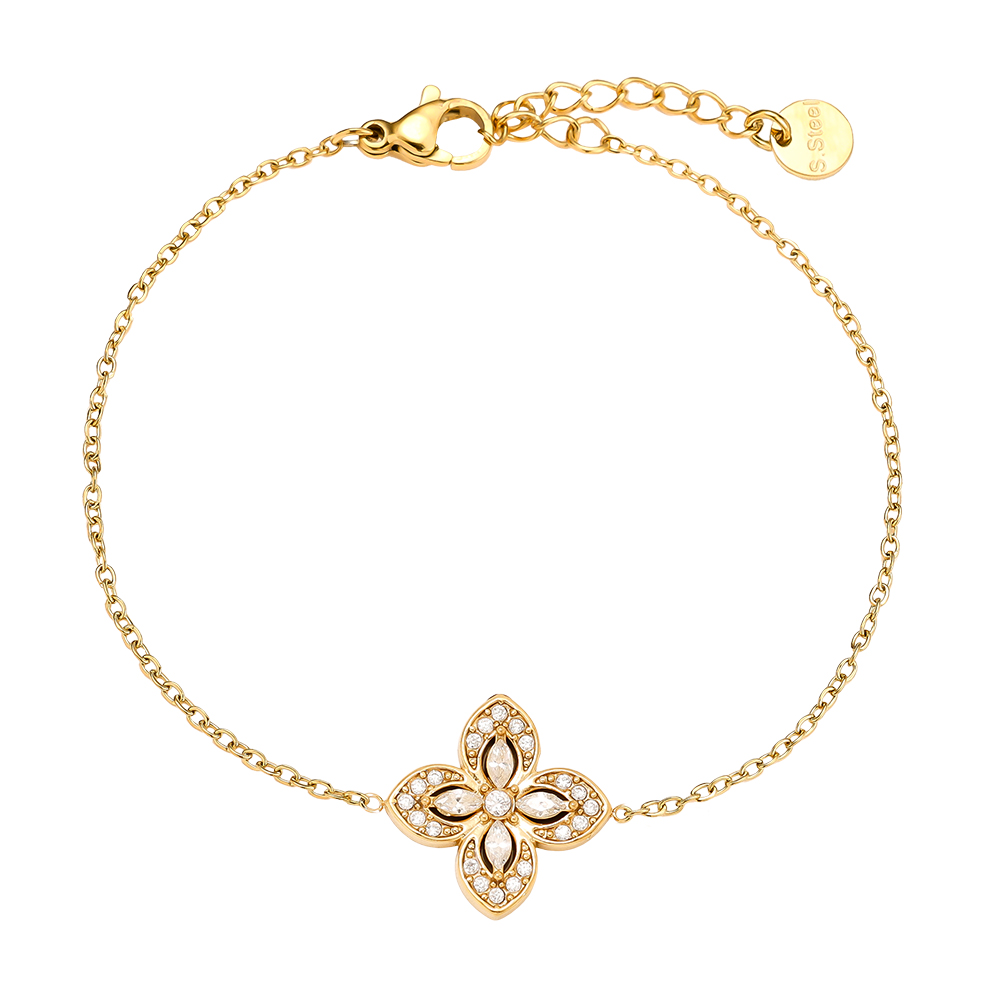 Edelstahl Armkette 16cm Fancy Diamond Flower
