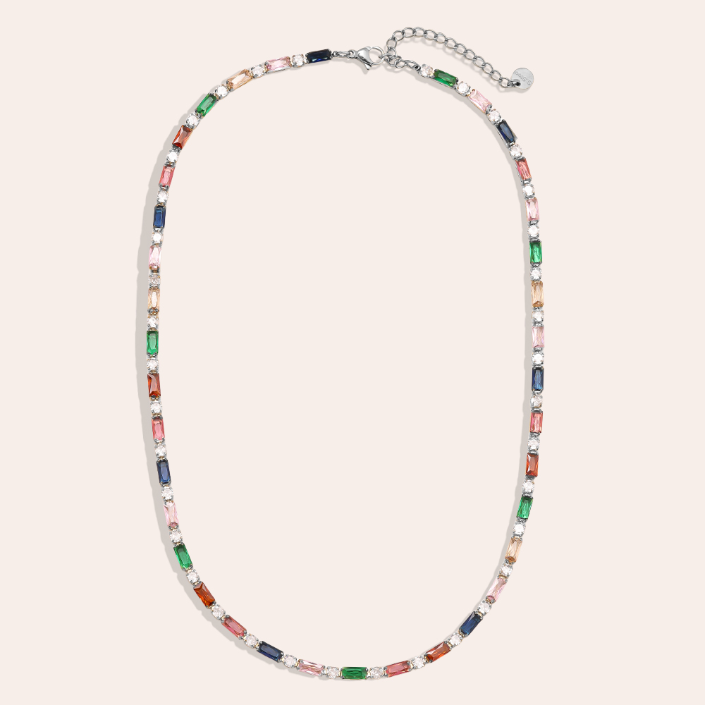 Edelstahl Halskette 40cm Multi Color Diamond
